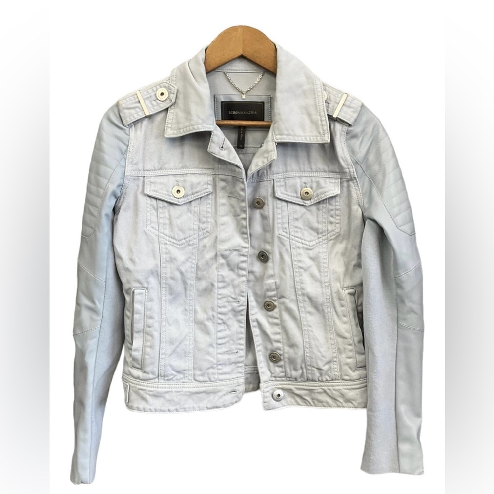 Bcbgmaxazria Womens Jean Jacket Moto Style Size Xs